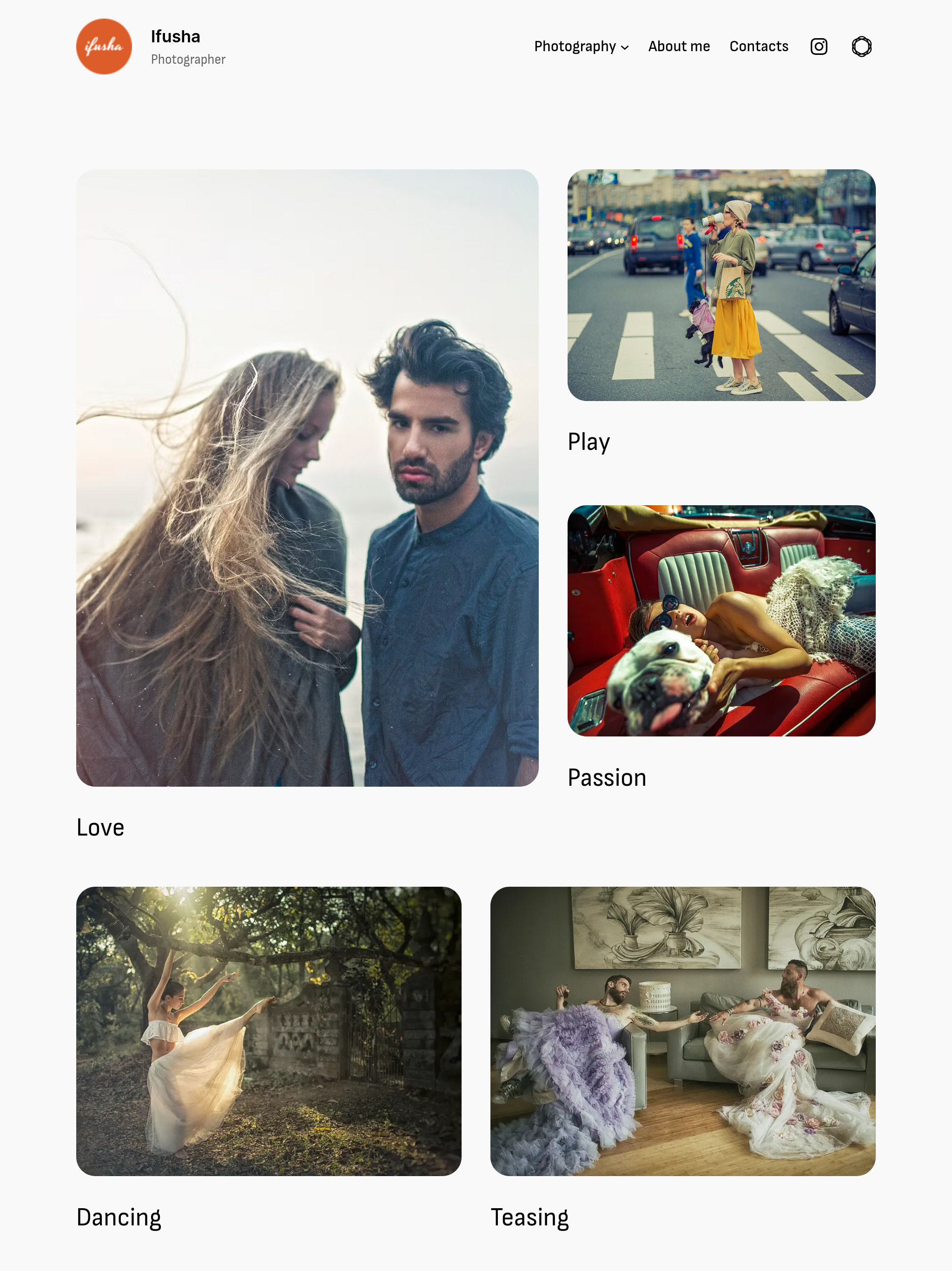Ifusha photographer portfolio website
